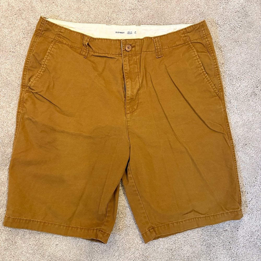Old Navy Men’s 38 Tall Chino Shorts Cognac Brown